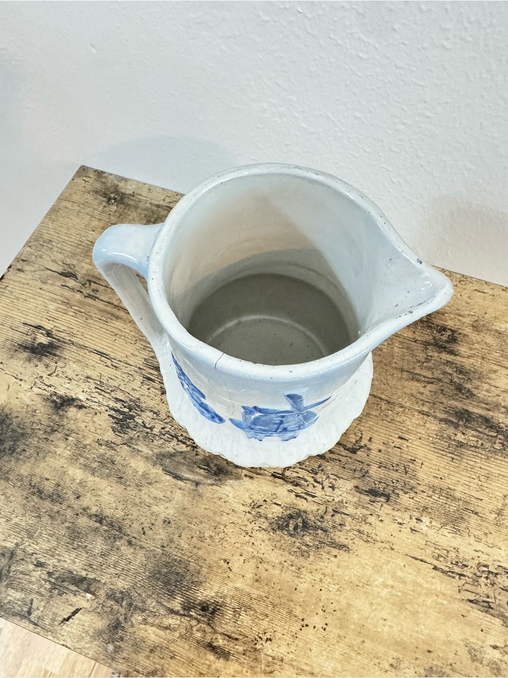 Blue & White Stoneware Pitcher Windmill Dutch Farmhouse Decor - Picture 9 of 12